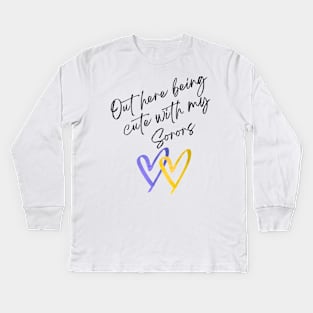 Out here being cute with my Sorors <3 (Blue and Gold) Kids Long Sleeve T-Shirt